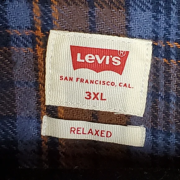 Levi's Relaxed Fit Blue and Brown Plaid Button Up Heavy Shirt Size 3XL - Picture 4 of 8